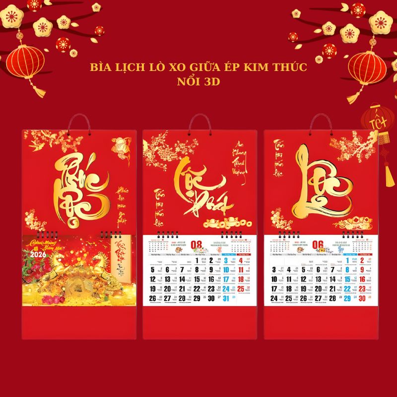Bìa Lịch Lò Xo Giữa Ép Kim Thúc Nổi LTPPR21