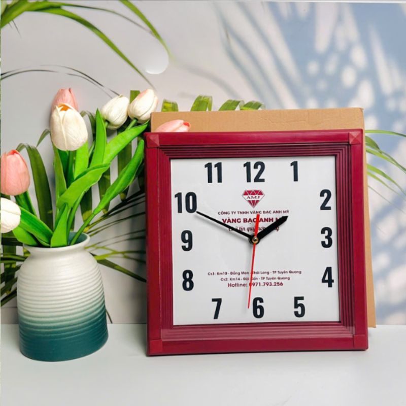 Đồng hồ treo tường vuông 25x25cm ĐHVPPR05