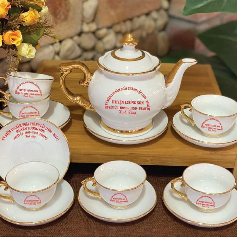 Bộ Ấm Chén Men Xanh Ngọc In logo Theo Yêu Cầu | ACPPR11