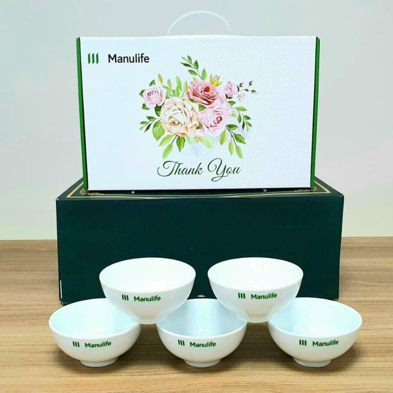 Bộ Sáu Bát Sứ In Logo Theo Yêu Cầu Làm Quà Tặng | BSPPR03