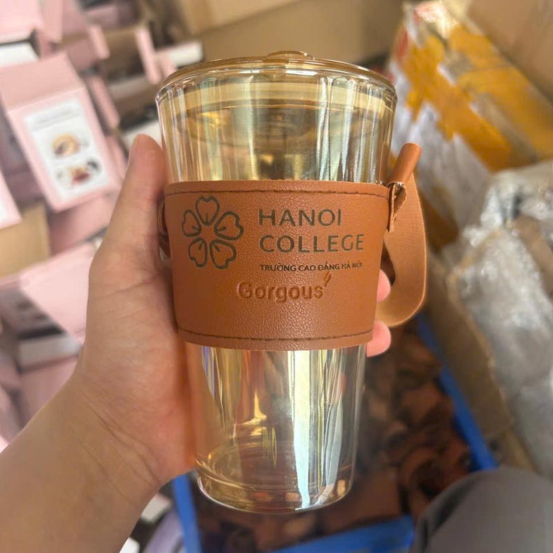 Cốc Thủy Tinh Bọc Da 450ml In Logo Theo Yêu Cầu | CTTPPR03