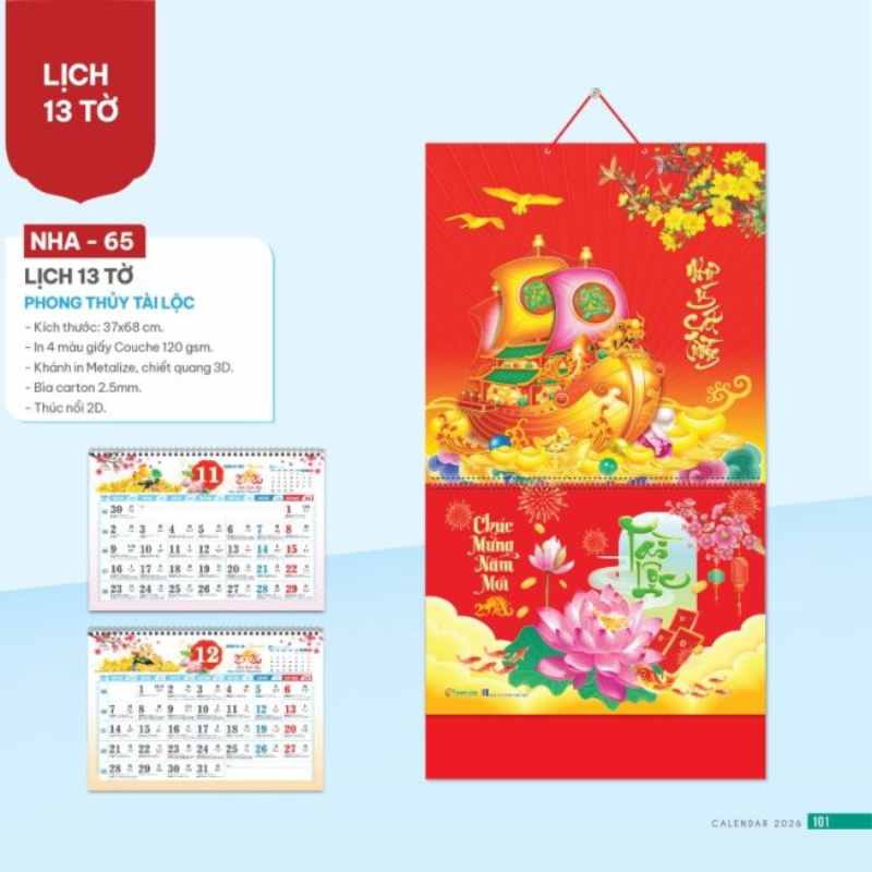 Lịch 13 Tờ In Logo Làm Quà Tặng Doanh Nghiệp | LTPPR07